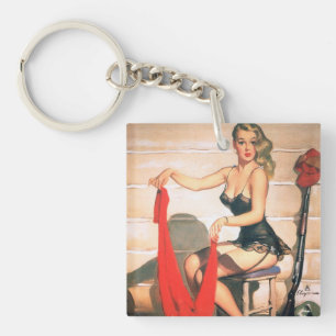 Let's Go Hunting - Vintage Pin-up Art Keychain