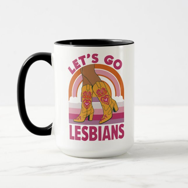 Let's Go Lesbians LGBTQ Pride Month Cowgirl Mug (Left)