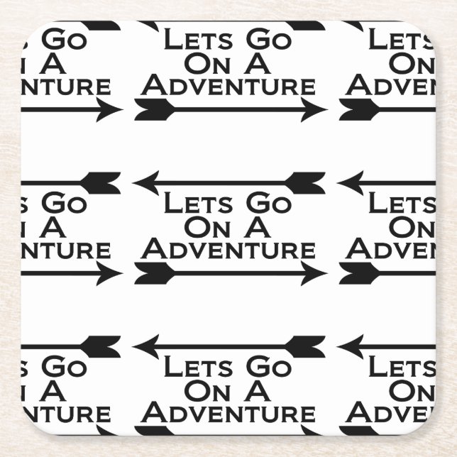 Lets Go On A Adventure Nature Wilderness Square Paper Coaster (Front)