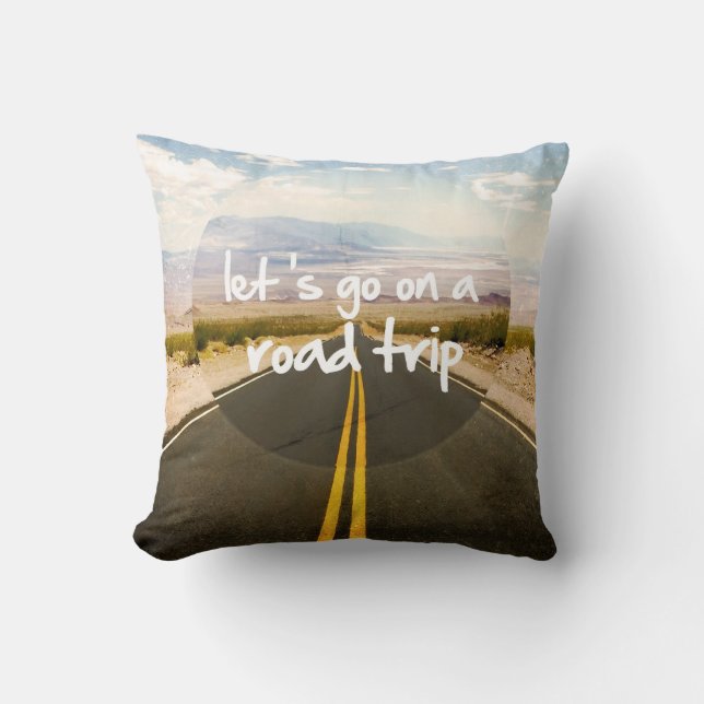 Let's go on a road trip throw pillow (Front)