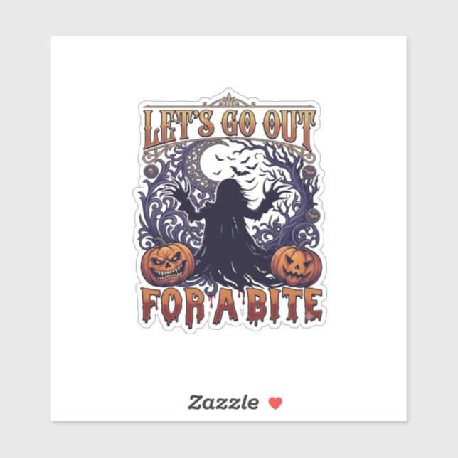 Lets Go Out Bite Ghost Pumpkins Bats Moon (Sheet)