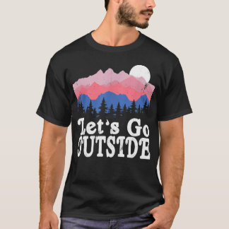 Let's Go Outside Retro Mountains Camping Outdoors T-Shirt