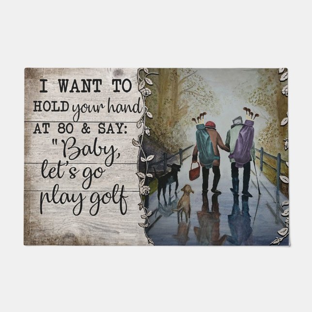 Let's Go Play Golf, Cute Quotes Doormat (Front)