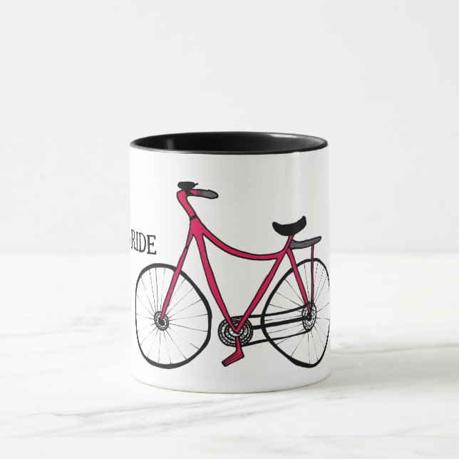 Let's go ride a bike, bicycle drawing, your name mug (Center)