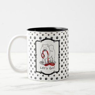 Let's Go! Samoyed & leash Two-Tone Coffee Mug