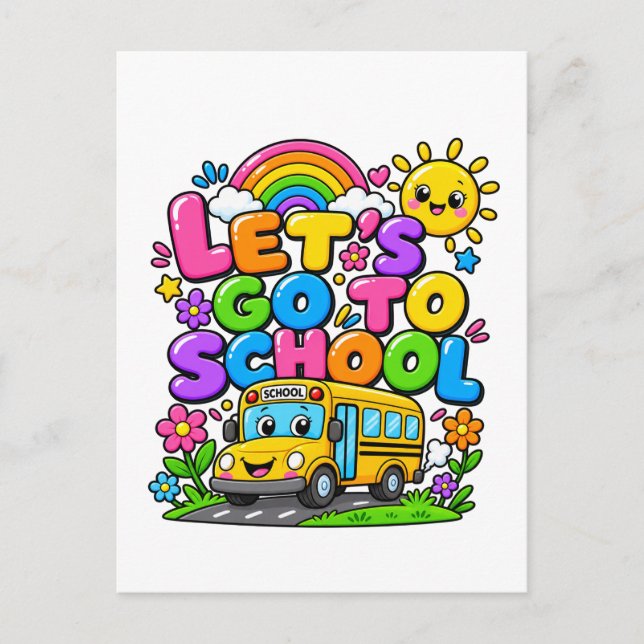 Let's Go School Colourful Back to School Design Postcard (Front)