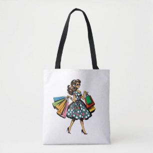 Let's Go Shopping! Personalized Retro Tote Bag