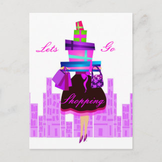 Lets Go Shopping Postcard