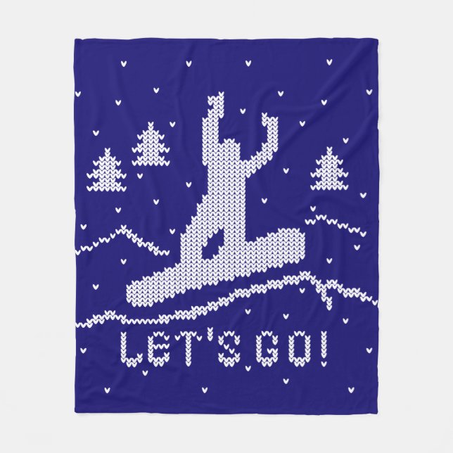 Let's go Snowboarding! Fleece Blanket (Front)