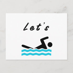 Let's Go Swimming Postcard