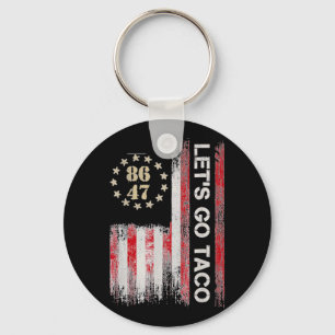 Let's Go Taco For Men Women American Us Flag 86 47 Keychain