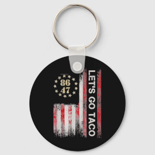 Let's Go Taco For Men Women American Us Flag 86 47 Keychain