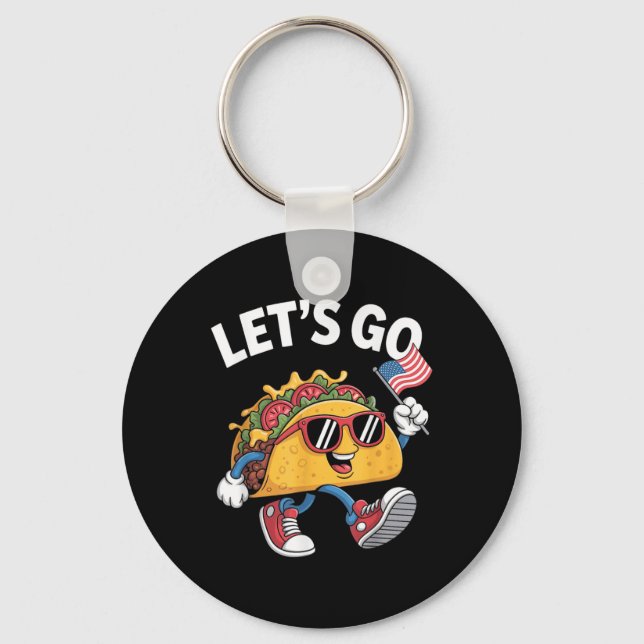 Lets Go Taco Funny Trump Chicken  Keychain (Front)