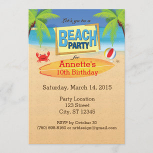 Let's Go To A Beach Party Invitation