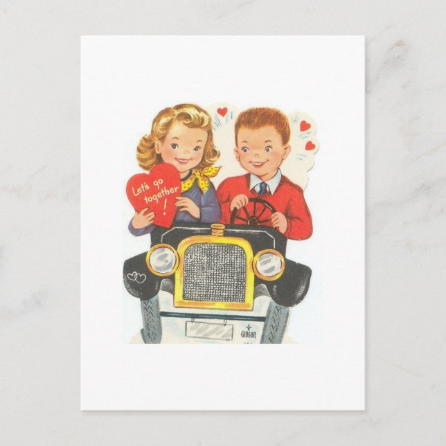 Lets Go Together Valentine Holiday Postcard (Front)