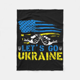 Lets Go Ukrainian Flag American Ukraine We Support Fleece Blanket