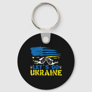 Lets Go Ukrainian Flag American Ukraine We Support Keychain
