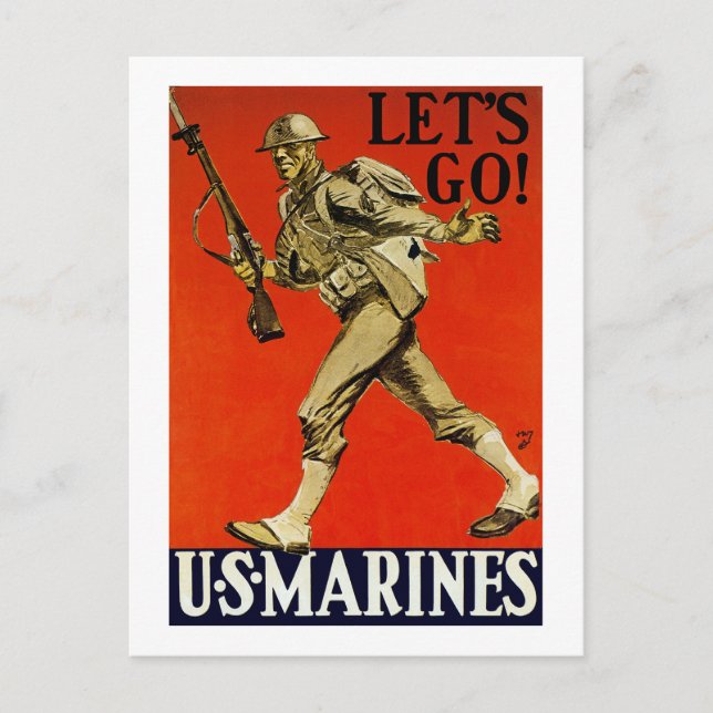 Let's Go! ~ US Marines Postcard (Front)