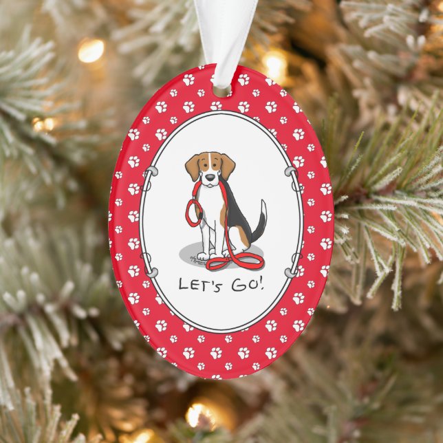 Let's Go! (walk) Beagle Dog (tri colour 3) Cute Ornament (Tree)