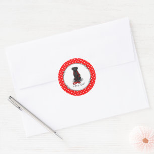 Let's Go! Walk Curly-Coated Retriever Dog (black) Classic Round Sticker