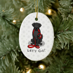 Let's Go! Walk Flat-Coated Retriever Dog (black) Ceramic Ornament