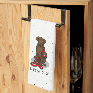 Let's Go! Walk Flat-Coated Retriever Dog (liver) Kitchen Towel