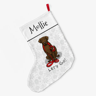 Let's Go! Walk Flat-Coated Retriever Dog (liver) Large Christmas Stocking