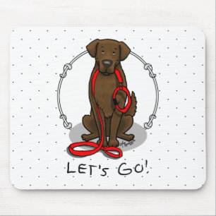 Let's Go! Walk Flat-Coated Retriever Dog (liver) Mouse Pad
