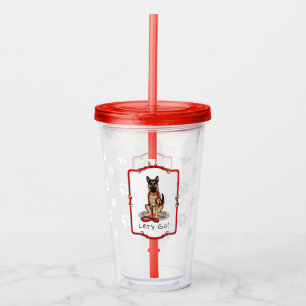 Let's Go! Walk German Shepherd Dog (black tan) Acrylic Tumbler