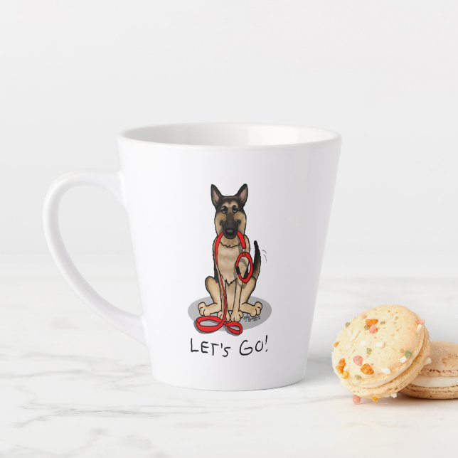 Let's Go! Walk German Shepherd Dog (black tan) Latte Mug (In Situ)