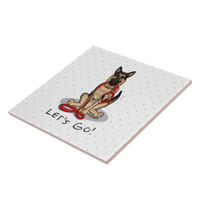 Let's Go! Walk German Shepherd Dog (black tan) Tile (Side)