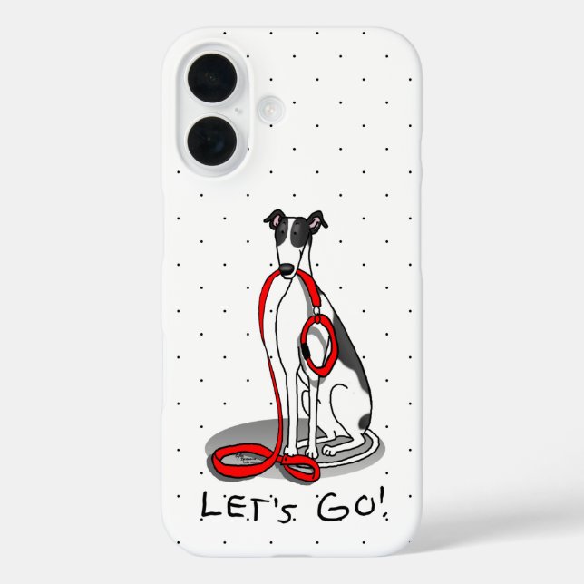 Let's Go! (walk) Greyhound Dog (black white) Funny Case-Mate iPhone Case (Back)