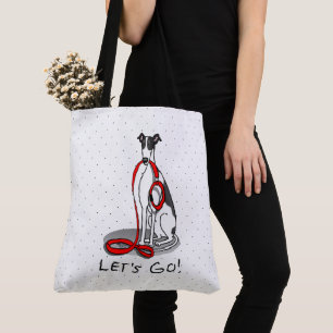 Let's Go! (walk) Greyhound Dog (black white) Funny Tote Bag
