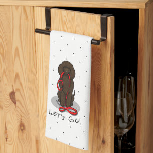 Let's Go! Walk Irish Water Spaniel Dog (liver 1) Kitchen Towel