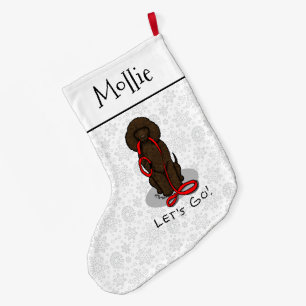 Let's Go! Walk Irish Water Spaniel Dog (liver 1) Large Christmas Stocking