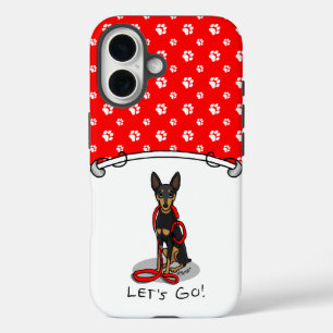 Let's Go! Walk Miniature Pinscher (black tan 1) iPhone 16 Case