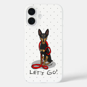 Let's Go! Walk Miniature Pinscher (black tan 1) iPhone 16 Case