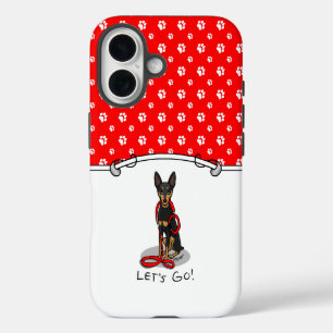 Let's Go! Walk Miniature Pinscher (black tan 1) iPhone 16 Case