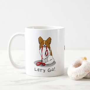 Let's Go! (walk) Papillon (white & red) Dog Cute Coffee Mug