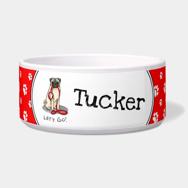 Let's Go! (walk) Pug Dog (light fawn) Leash Cute (Front)