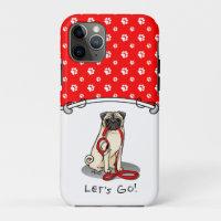 Let's Go! (walk) Pug Dog (light fawn) Leash Cute