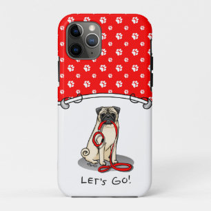 Let's Go! (walk) Pug Dog (light fawn) Leash Cute iPhone 11 Pro Case