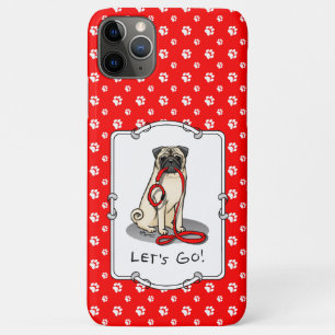 Let's Go! (walk) Pug Dog (light fawn) Leash Cute iPhone 11 Pro Max Case
