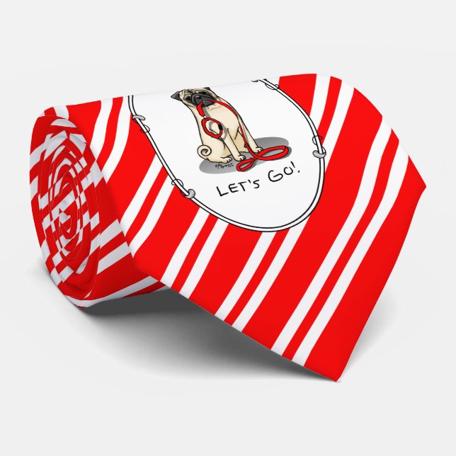 Let's Go! (walk) Pug Dog (light fawn) Leash Cute Tie (Rolled)