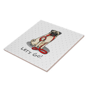 Let's Go! (walk) Pug Dog (light fawn) Leash Cute Tile