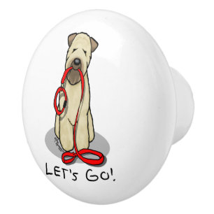 Let's Go! Walk Wheaten Terrier Dog (wheaten 1b2) Ceramic Knob