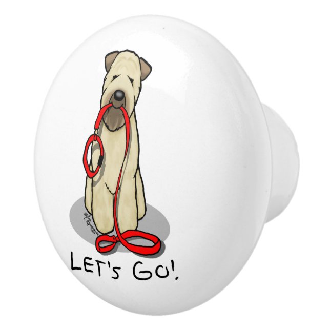 Let's Go! Walk Wheaten Terrier Dog (wheaten 1b2) Ceramic Knob (Right)