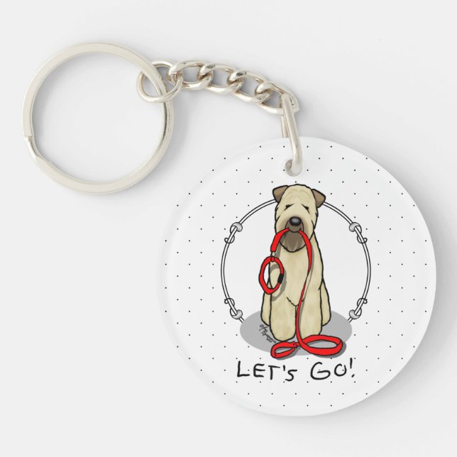 Let's Go! Walk Wheaten Terrier Dog (wheaten 1b2) Keychain (Front)