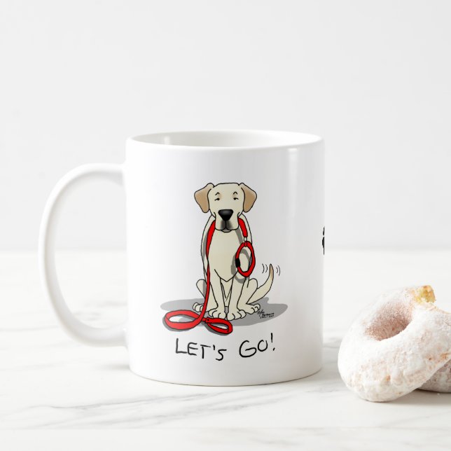 Let's Go! Yellow Lab Labrador Retriever Dog Cute Coffee Mug (With Donut)