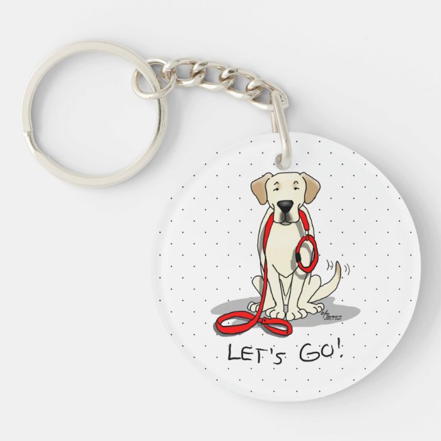 Let's Go! Yellow Lab Labrador Retriever Dog Cute Keychain (Front)